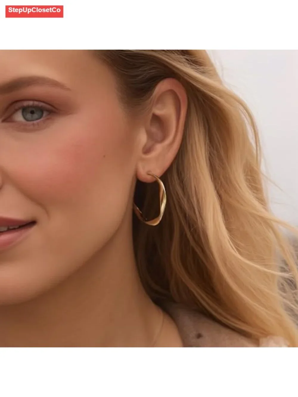 14K Gold Plated Twisted Hoop Earrings for Women Hypoallergenic Jewelry